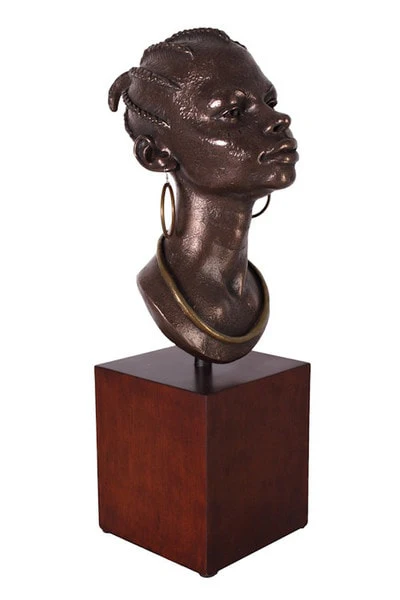 African Queen Bust on Stand Sculpture - Image 5