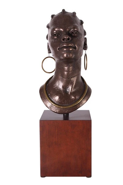 African Queen Bust on Stand Sculpture - Image 6