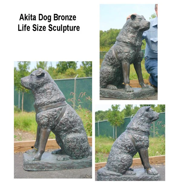 Akita Dog Bronze Sculpture