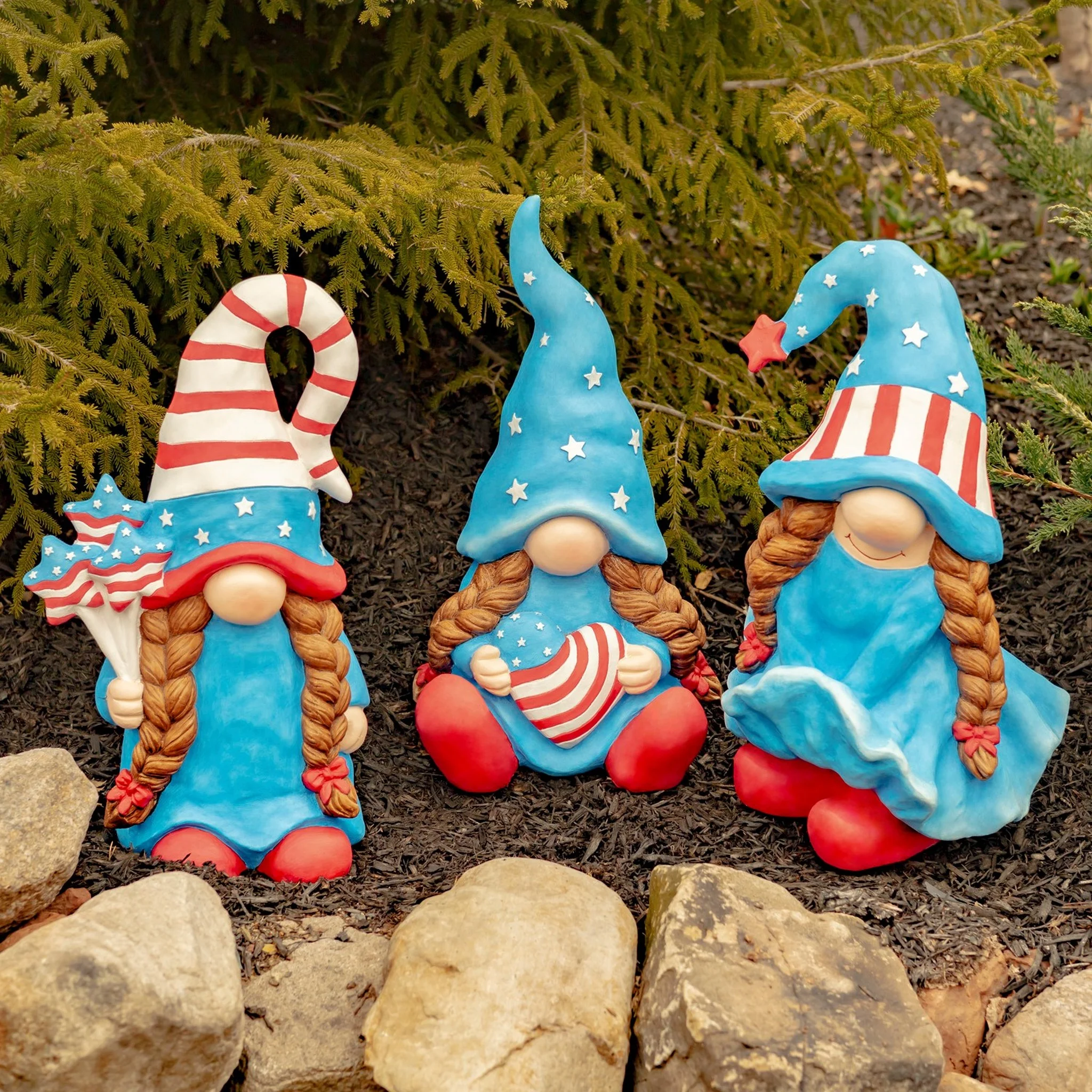 All-American Gnomes Girls Patriotic Garden Trio 20.5" High - Image 5