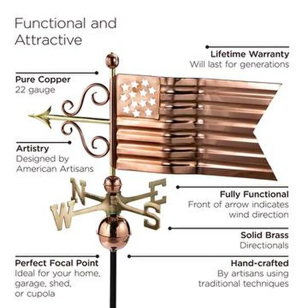 American Flag Weathervane 15" High - Image 3