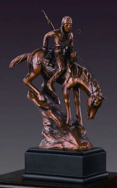 American Indian Sculpture on Horse 7" High