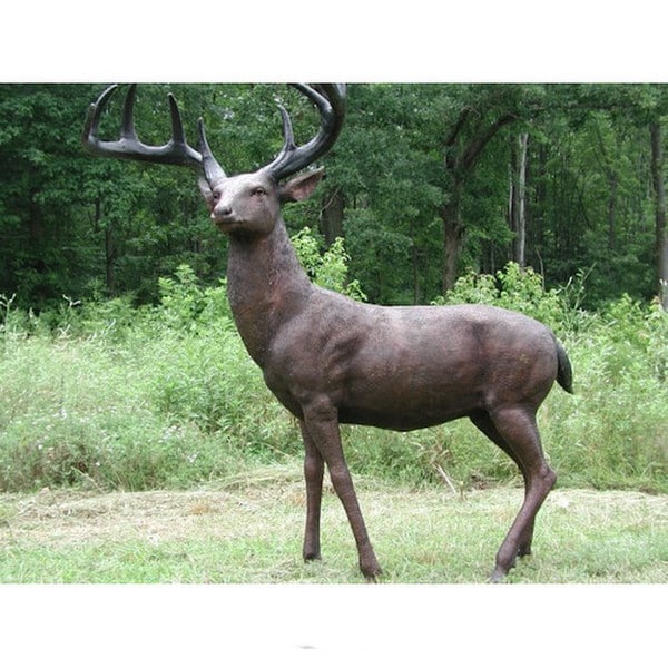 American White Tailed Deer Bronze Sculpture