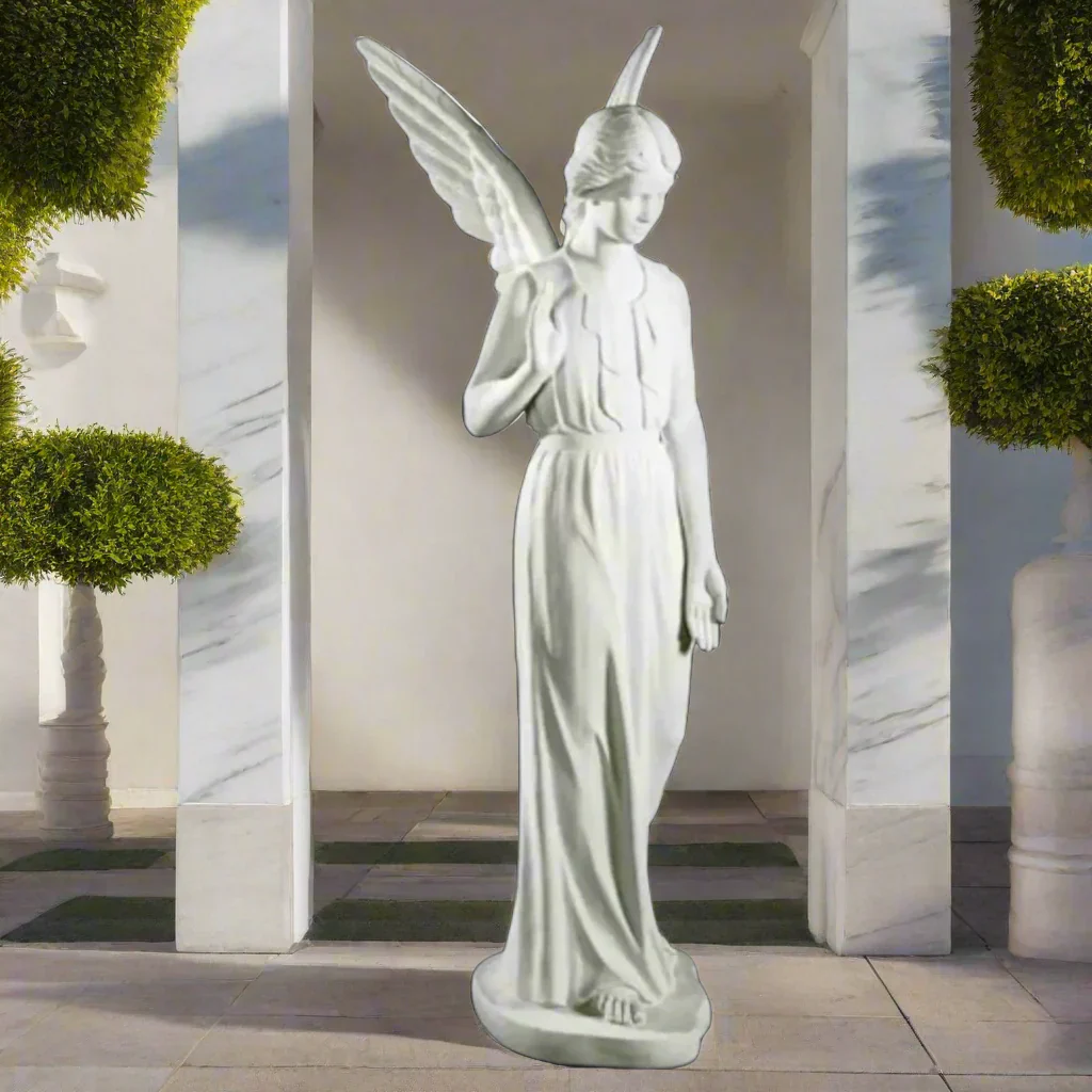 Italian Marble Memorial Angel Life-Size Sculpture - Image 4