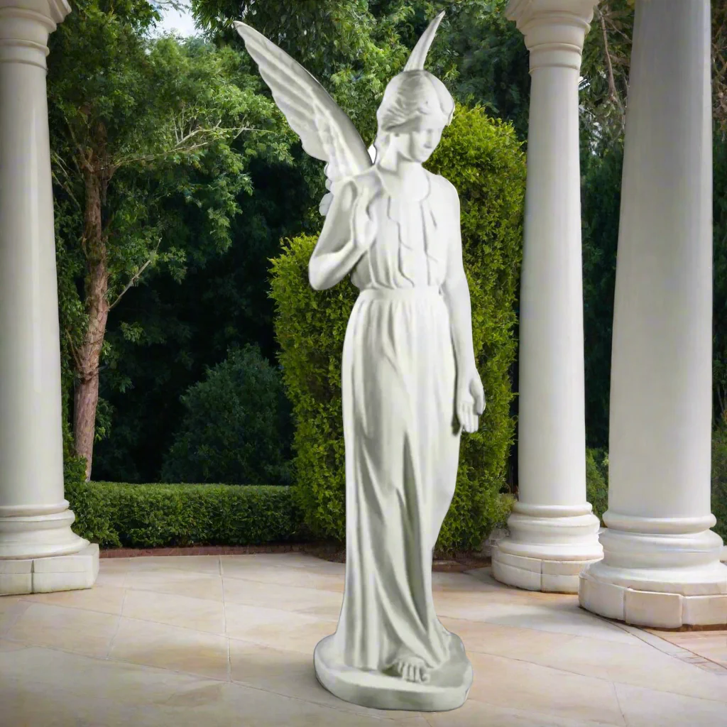 Italian Marble Memorial Angel Life-Size Sculpture - Image 6