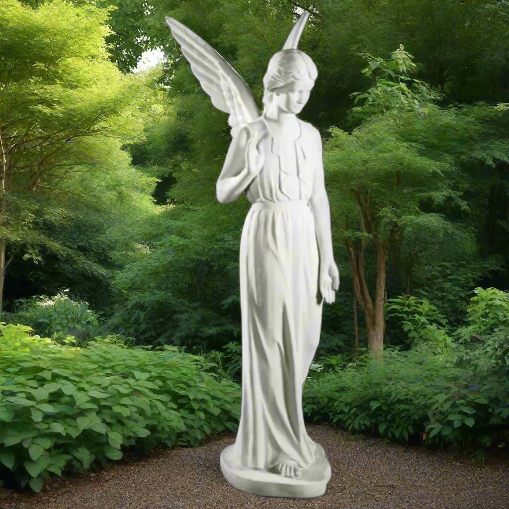 Italian Marble Memorial Angel Life-Size Sculpture - Image 7