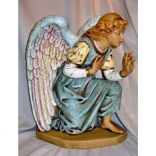 Angel Blue Kneeling Statue By Fontanini - Image 2