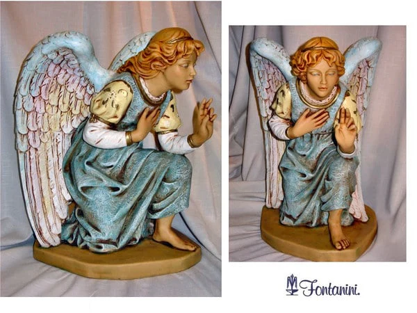 Angel Blue Kneeling Statue By Fontanini - Image 4