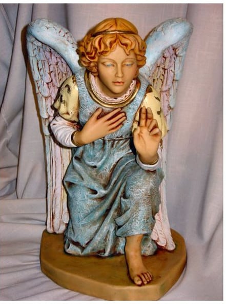 Angel Blue Kneeling Statue By Fontanini - Image 5