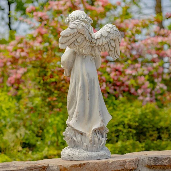 Angel & Bouquet of Flowers Memorial Statue - Image 6