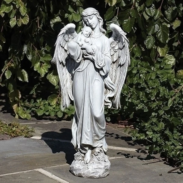 Angel Holding Baby Garden Sculpture 25.5"H - Image 6