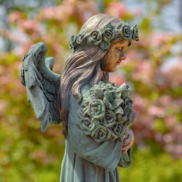 Angel Holding Bouquet of Flowers Statue 39" - Image 2