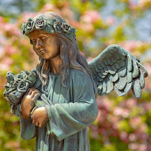 Angel Holding Bouquet of Flowers Statue 39" - Image 3