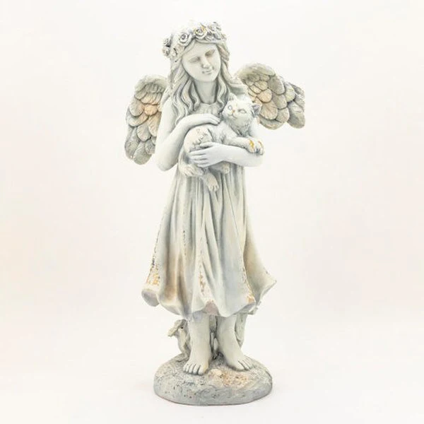 Angel Holding Cat Garden Sculpture 39" High - Image 7