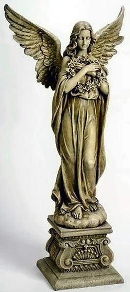 Angel Holding Wreath on Base Garden Statue 48" High - Image 3