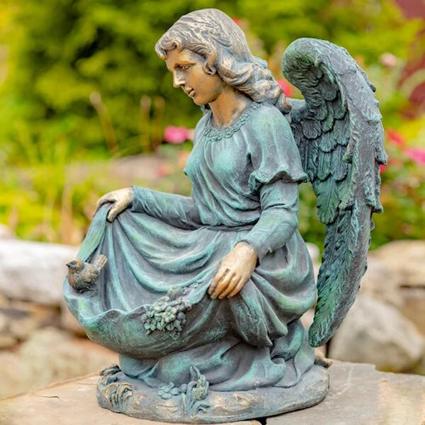 Angel Kneeling Angel Statue Birdbath 24" H - Image 3