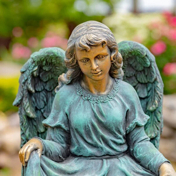 Angel Kneeling Angel Statue Birdbath 24" H - Image 4