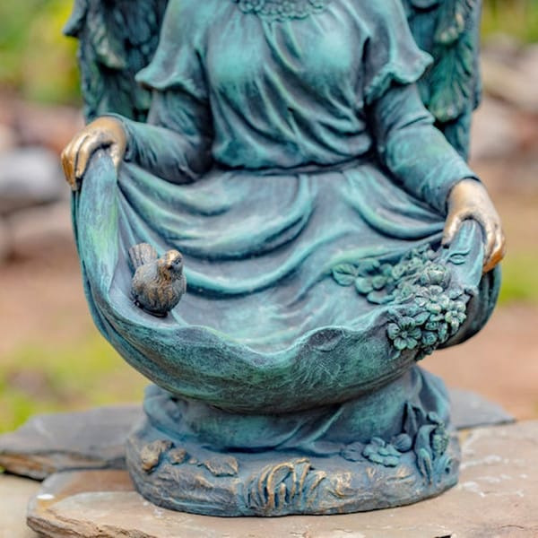Angel Kneeling Angel Statue Birdbath 24" H - Image 5