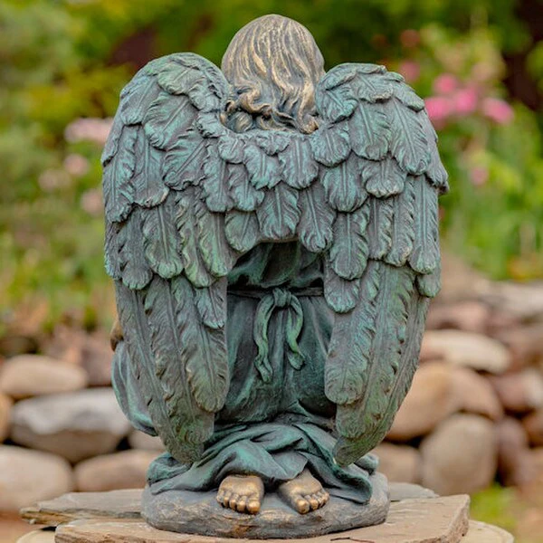 Angel Kneeling Angel Statue Birdbath 24" H - Image 6