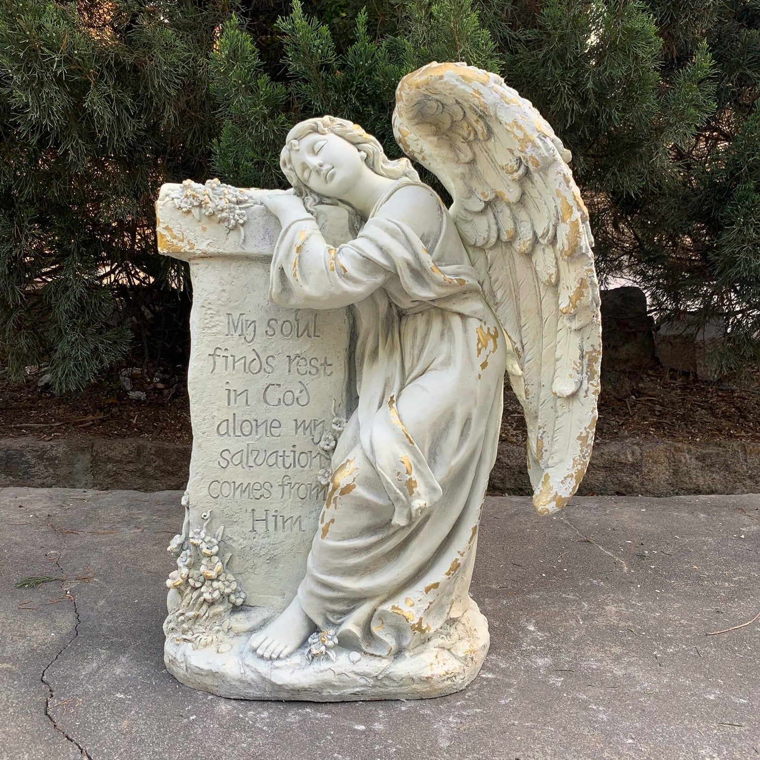 Angel Mourning Religious Memorial Statue for Garden & Cemetery 33" - Image 2