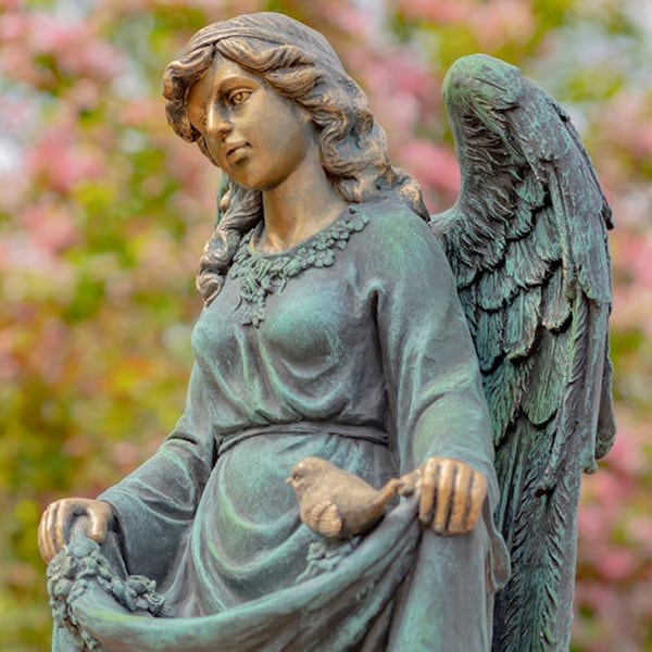 Angel Muriel Birdbath Sculpture 37" High - Image 4