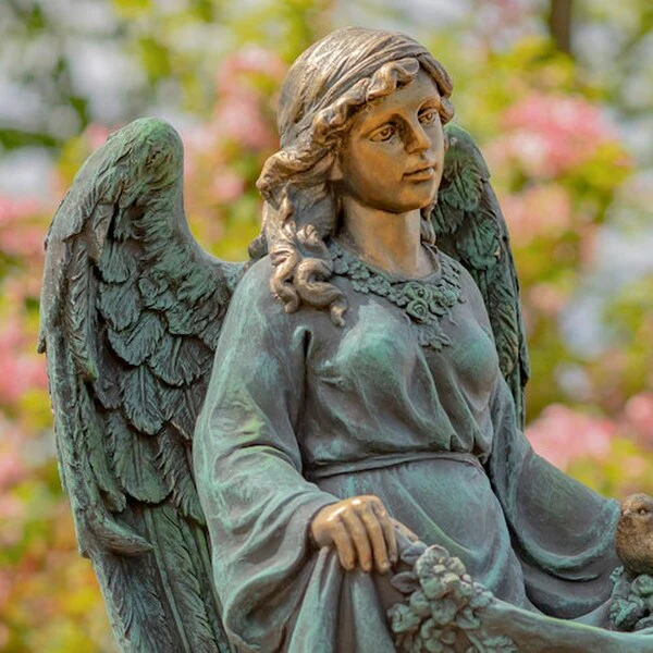 Angel Muriel Birdbath Sculpture 37" High - Image 5