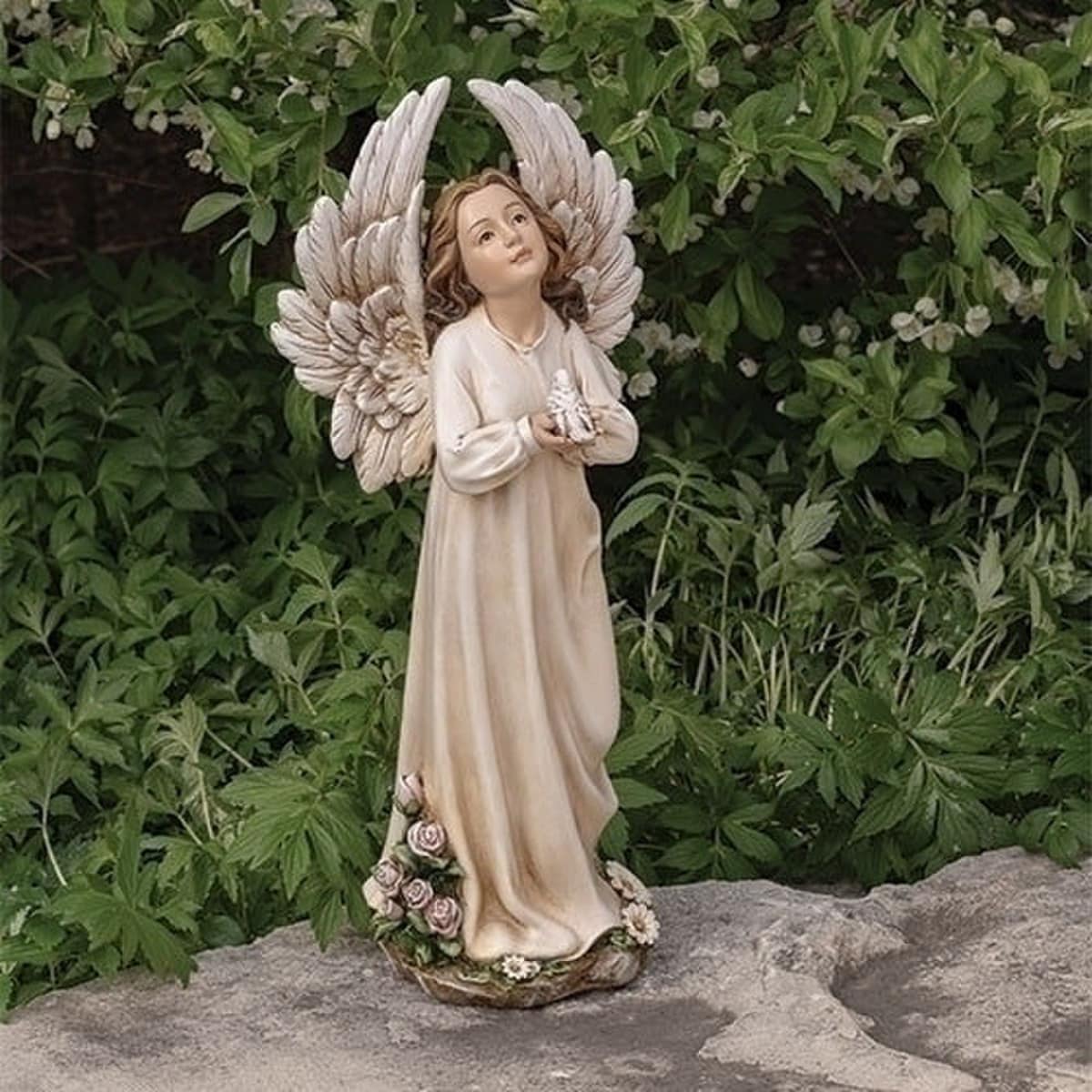 Angel with Dove of Peace Garden Statue 18.5" High - Image 2