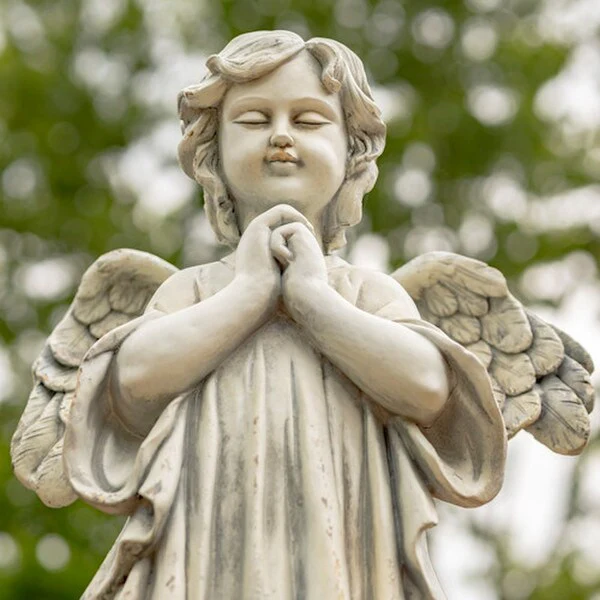 Angel Praying Statue 39" High Antique White - Image 4