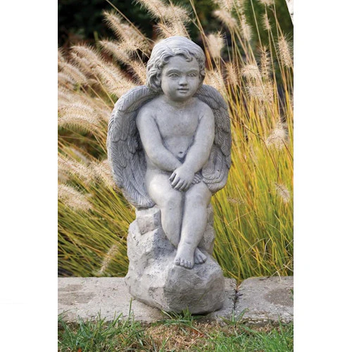 Angel Sitting On Rock 18" High Sculpture - Image 2