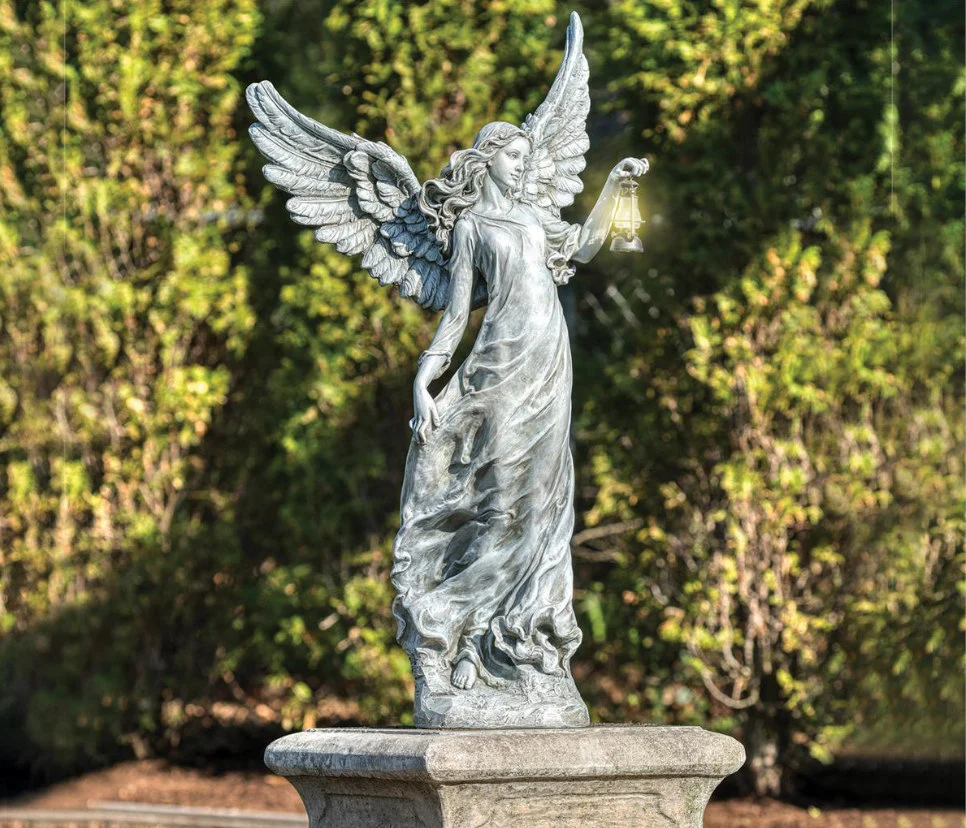 Angel Solar Powered Lighted Lantern Statue 38" High - Image 2