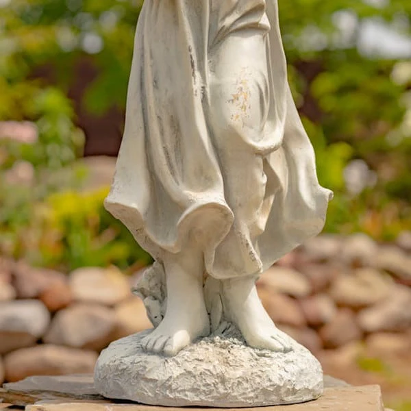 Angel with Dish Statue Antique White 39" H - Image 5