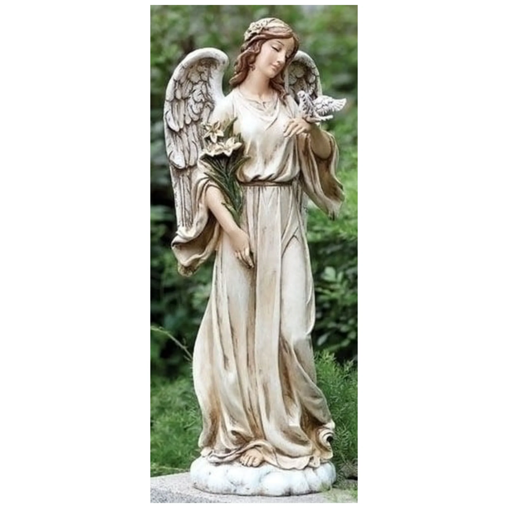 Angel with Dove Figure Garden Statue 24.5" H - Image 2
