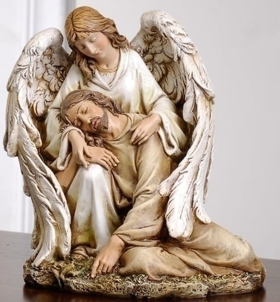 Angel with Fallen Christ Statue - Image 2