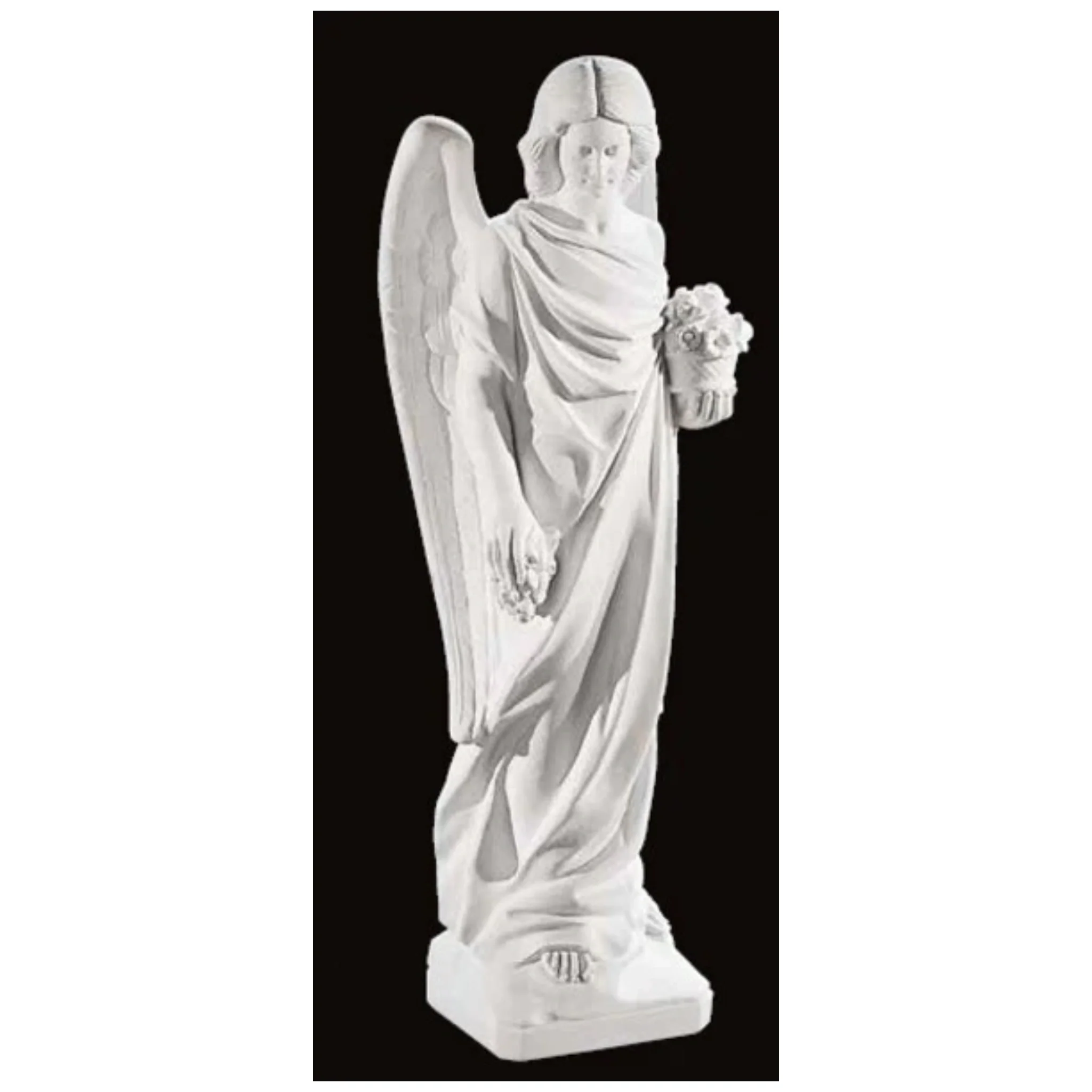 Italian Marble Angel With Flowers 42" High - Image 2