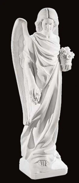 Italian Marble Angel With Flowers 42" High - Image 3