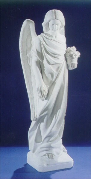 Italian Marble Angel With Flowers 42" High - Image 4