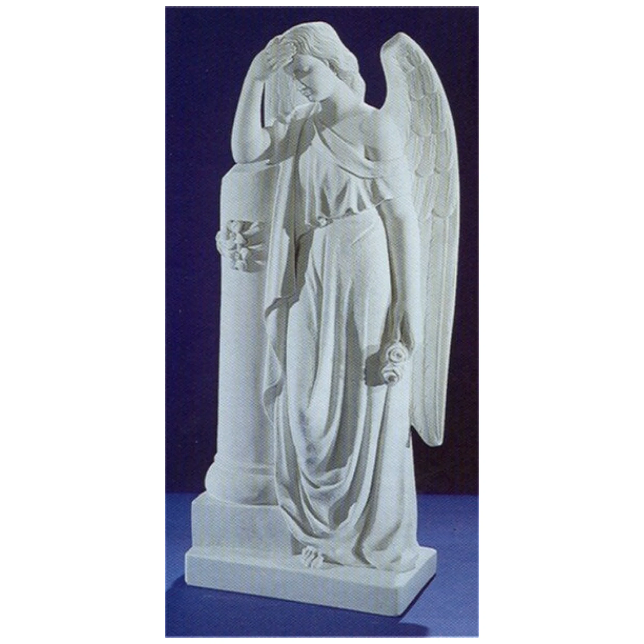 Italian Marble Angel With Roses 33.5" High - Image 2