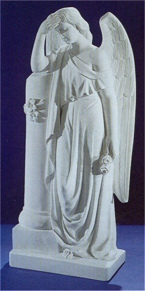 Italian Marble Angel With Roses 33.5" High - Image 3