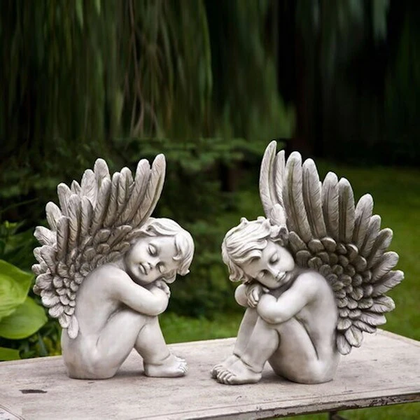 Angels Sleeping Garden Pair of Sculptures - Image 2