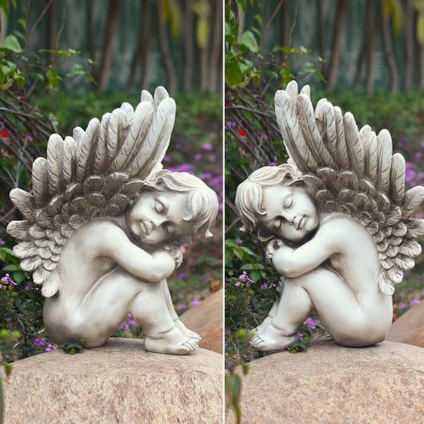 Angels Sleeping Garden Pair of Sculptures - Image 3