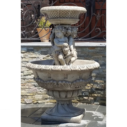 Antique Cherubs with Grapes Garden Fountain