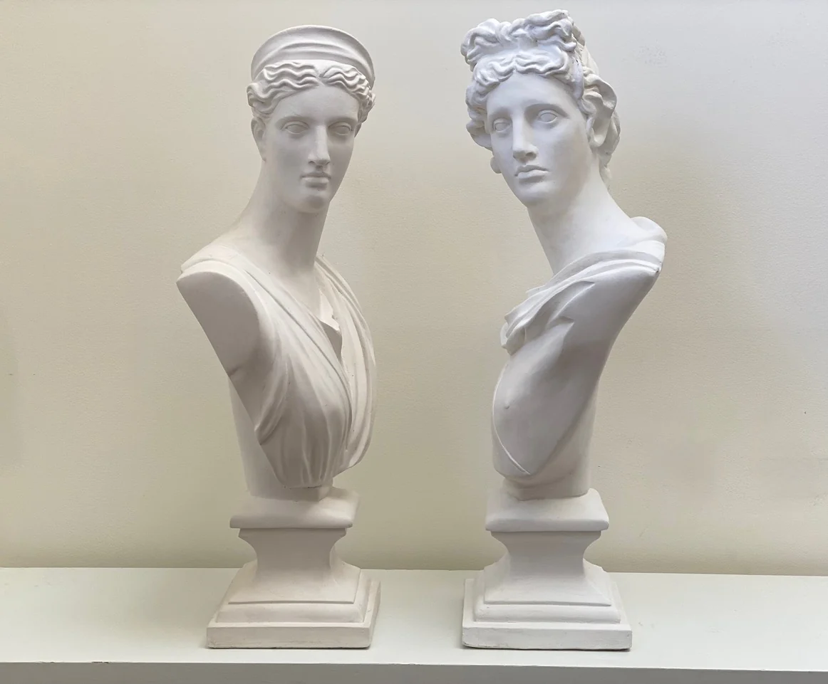 Apollo & Diana Classical Plaster Busts 24" High - Image 2
