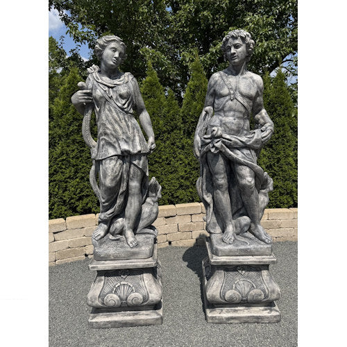 Apollo & Diana Life-Size Sculptures on Italian Bases 80" High - Image 2