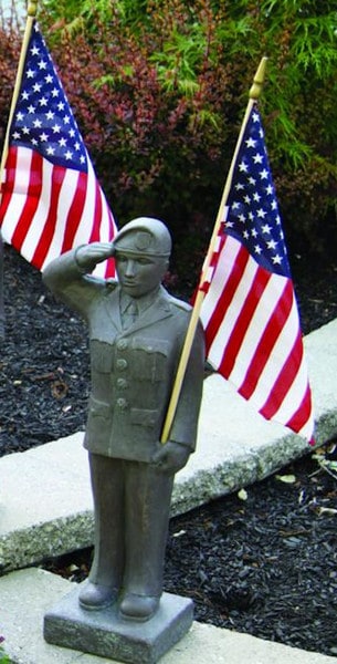 Armed Forces Army Soldier Sculpture with American Flag