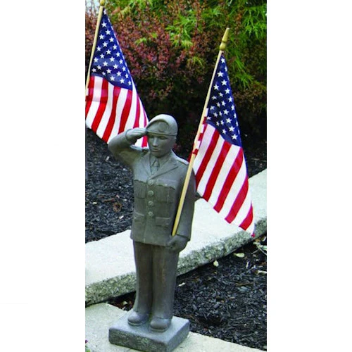 Armed Forces Army Soldier Sculpture with American Flag - Image 3