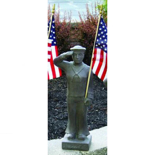 Armed Forces Navy Soldier Sculpture with American Flag 27" H - Image 2