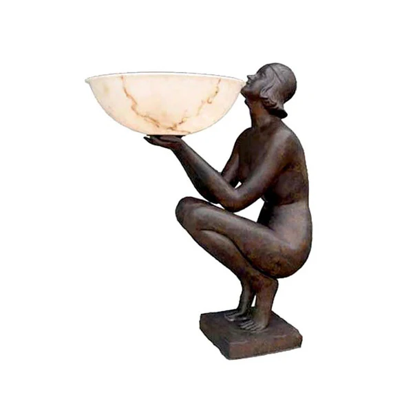 Art Deco Nude Lady Torchiere Sculptural Lamp