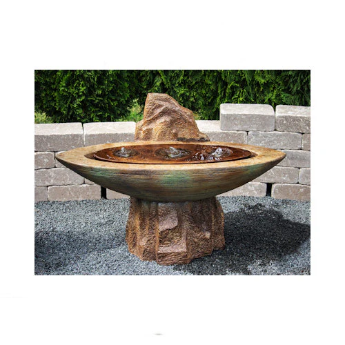 Aura Oval Fountain with Light Modern Rock Design 42" Wide