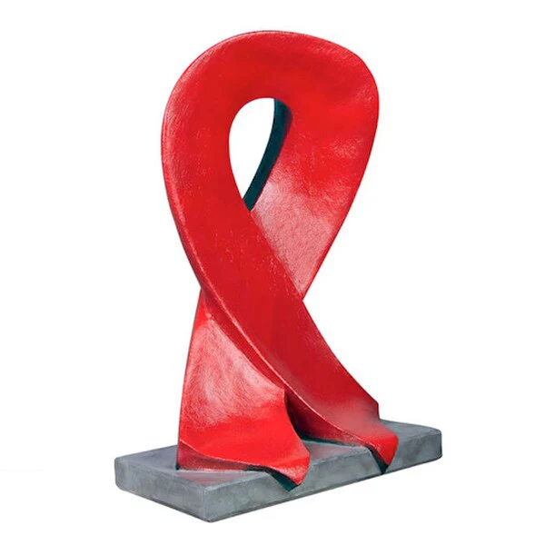 Awareness Red Ribbon Sculpture Cast Stone