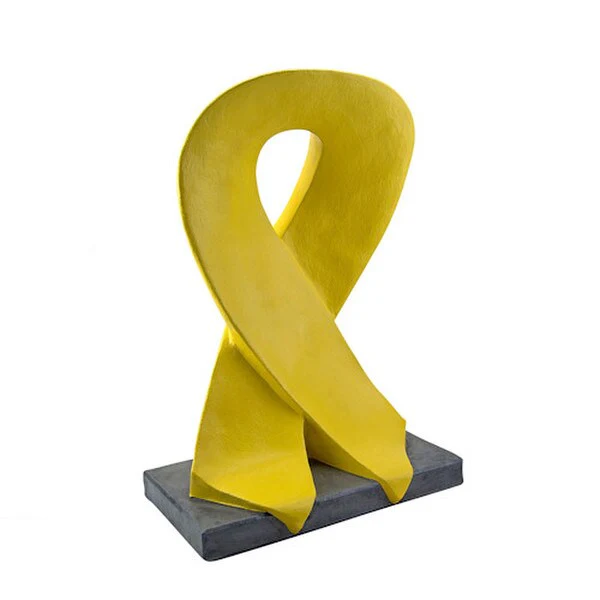 Awareness Ribbon Yellow Sculpture Cast Stone